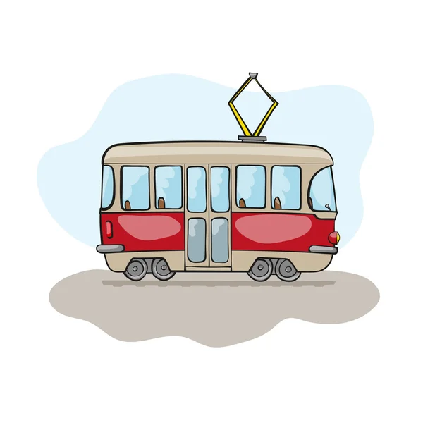 Traditionele cartoon tram. Vector illustratie. — Stockvector