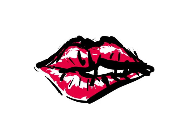 Red lips.  glamour sketch style — Stockový vektor