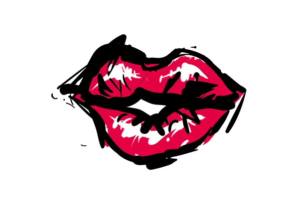 Red lips.  glamour sketch style — Stockový vektor