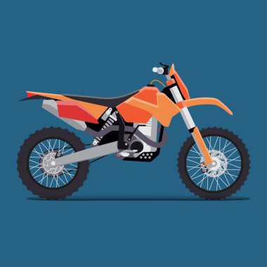 dağlarda aşırı geziler için düz bir spor enduro bisiklet vektör illüstrasyon. mavi arka plan üzerinde teknik tasarım.