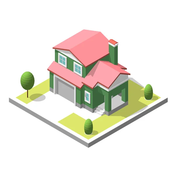 Edificio isométrico. Estilo plano. Ilustración vectorial Casa urbana y rural . — Vector de stock