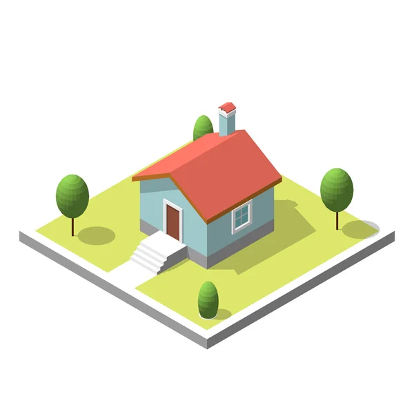 Edificio isométrico. Estilo plano. Ilustración vectorial Casa urbana y rural . — Vector de stock