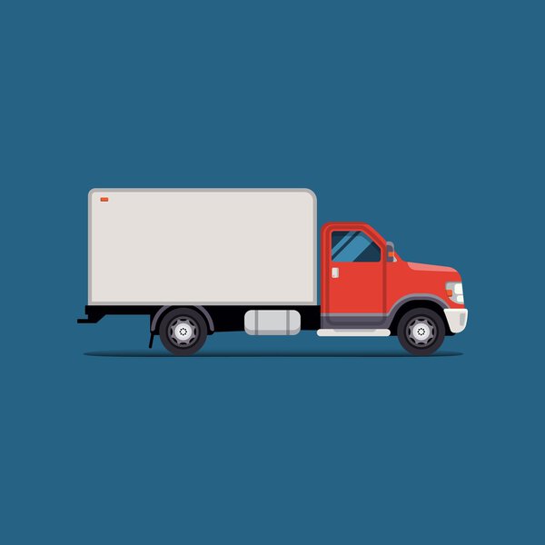 Vector modern flat illustration delivery van. Commercial Vehicle isolate. service icon