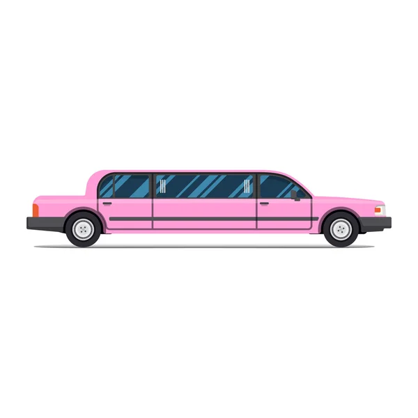 Roze Limo. Limousine. Platte vector illustratie. Isoleren. Luxary voertuig. Zijaanzicht — Stockvector