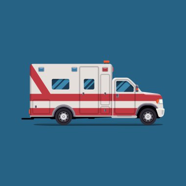 Ambulans acil yardım arabası. Vektör modern yaratıcı düz tasarım. İlk yardım aracı. Beyaz arkaplanda izole et.