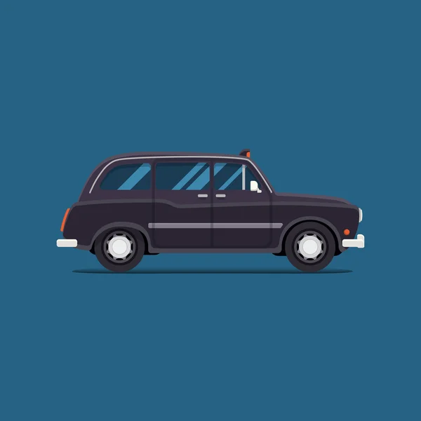 Vector moderno diseño plano. blackTaxi coche Londres. Icono de transporte de servicio urbano — Vector de stock