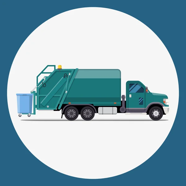 Camión de basura plano diseño moderno — Vector de stock