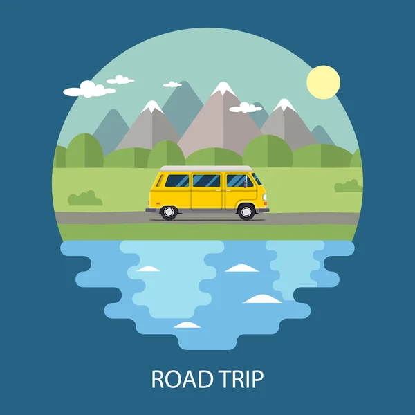 Viaje por carretera diseño plano — Vector de stock