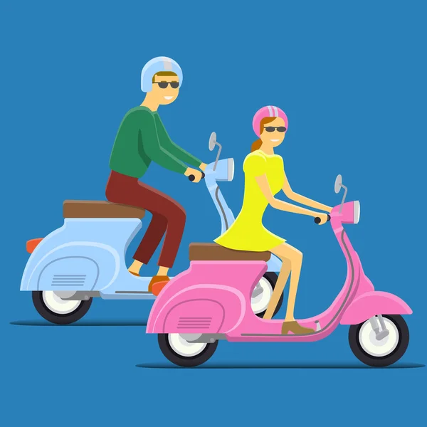 Moped ilustração vetorial plana — Vetor de Stock