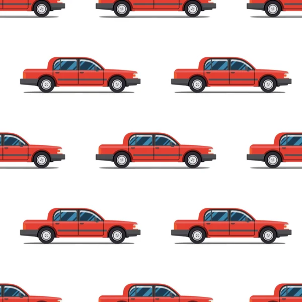 Seamless pattern of red cars Limo sedans — Stock Vector