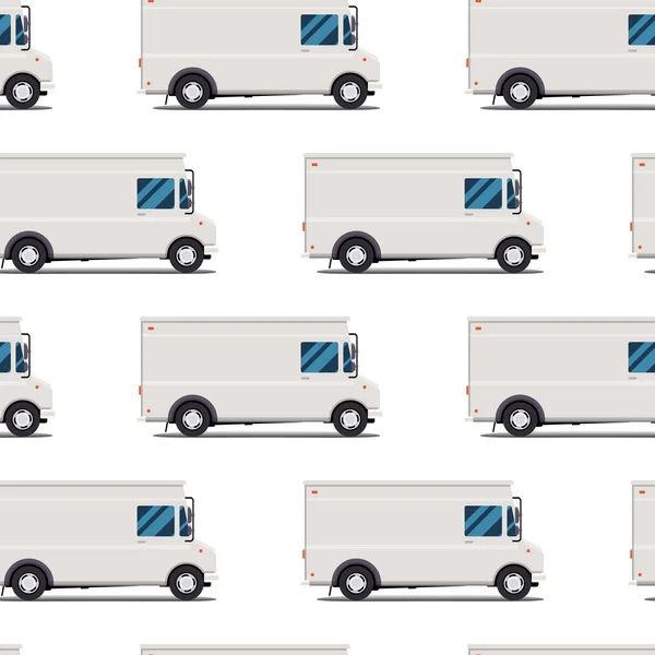 Seamless pattern of delivery trucks — Stock Vector