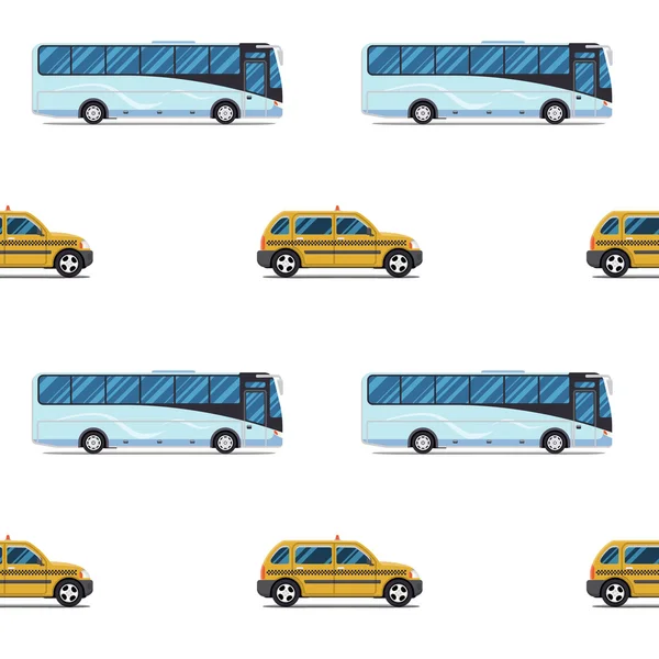 Varrat nélküli mintát a taxi és személyszállítás busz. — Stock Vector