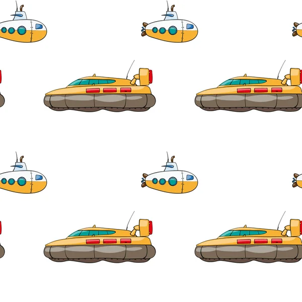 seamless modeli. Elle çizilmiş su transpor. çocuklar oyuncak hovercraft, denizaltı