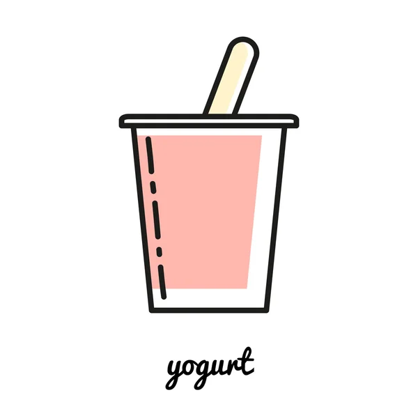 Linea icona yogurt arte. Elemento infografico — Vettoriale Stock