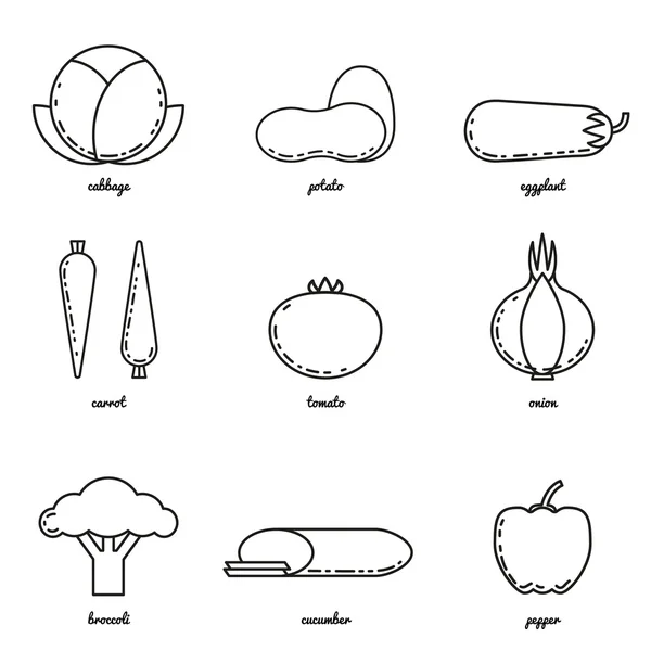 Ensemble d'icônes de légumes vectoriels — Image vectorielle