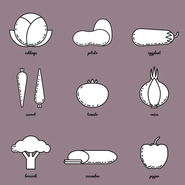 Ensemble d'icônes de légumes vectoriels — Image vectorielle