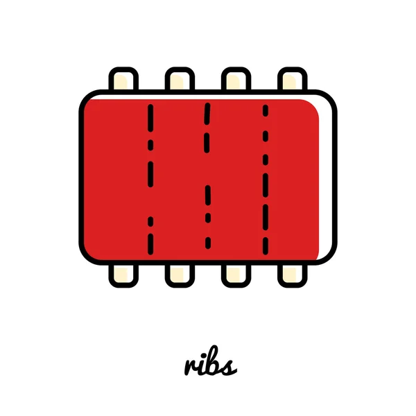 Line art ribs icon. — Stock Vector