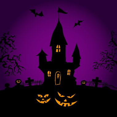 Mutlu Cadılar Bayramı partisi violette arka plan üzerinde