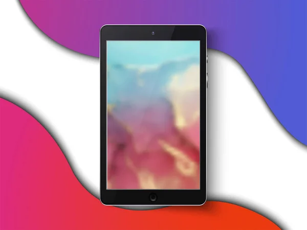 Tablet Zwarte Kleur Met Gekleurde Abstracte Wazig Touchscreen Flare Geïsoleerd — Stockvector