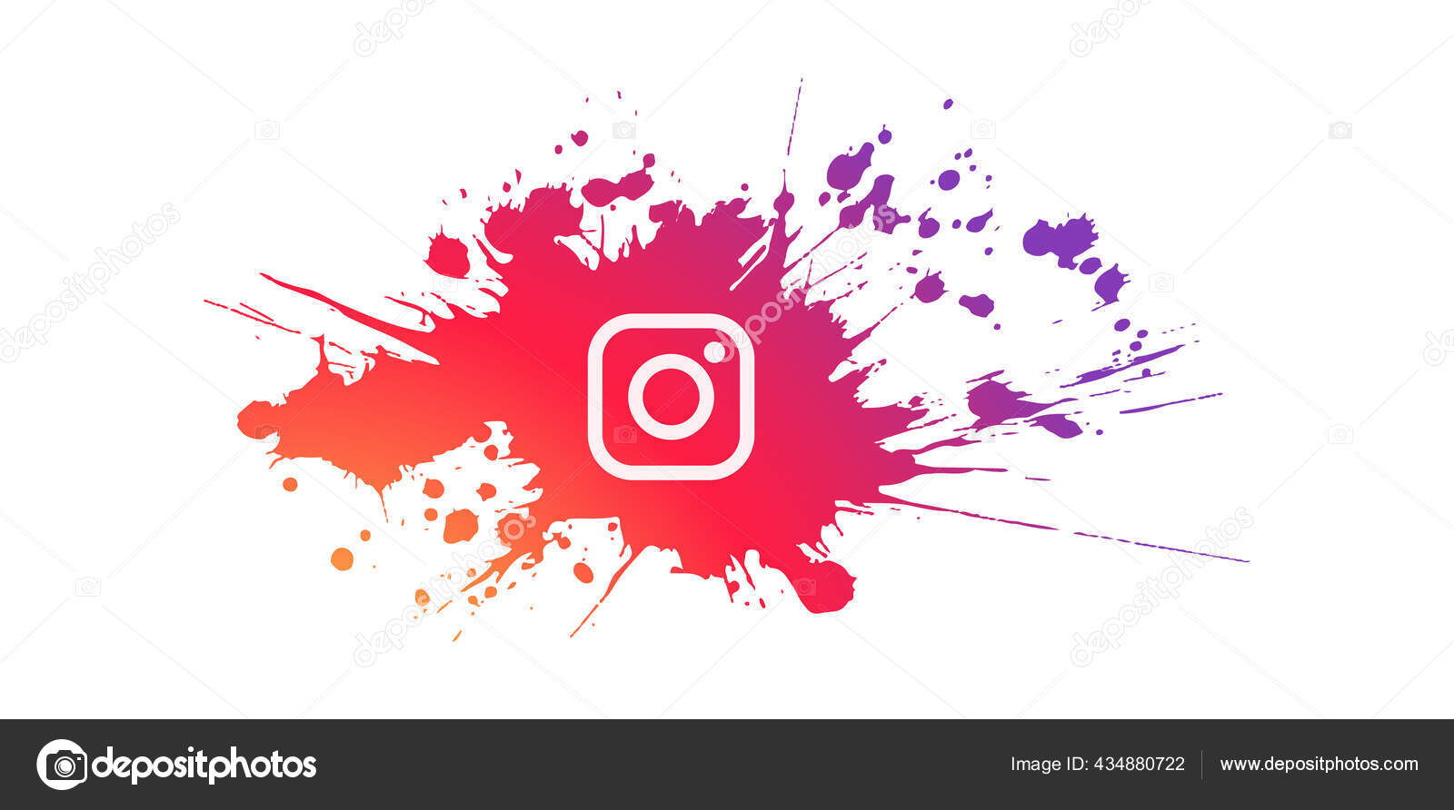 Логотип Splash Instagram Градиентные Цвета Изолирован Белом.
