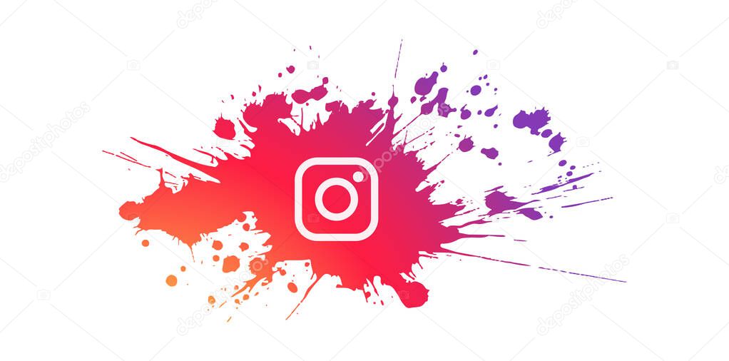 Splash Instagram Logo. Gradient colors. Isolated on white. Vector illustration.