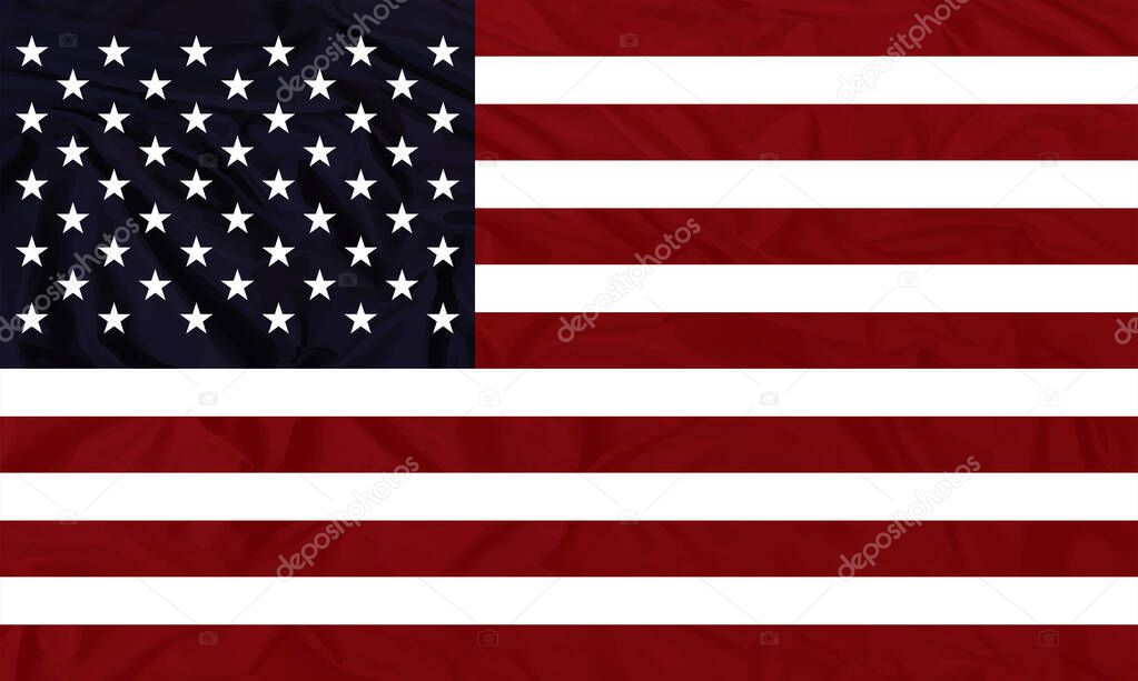 Realistic flag of the United States of America . Flag America. Vector illustration.