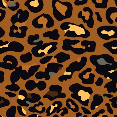 Leopar deseni, hayvan kürkü, leopar benekli deri dokusu. Vektör illüstrasyonu.