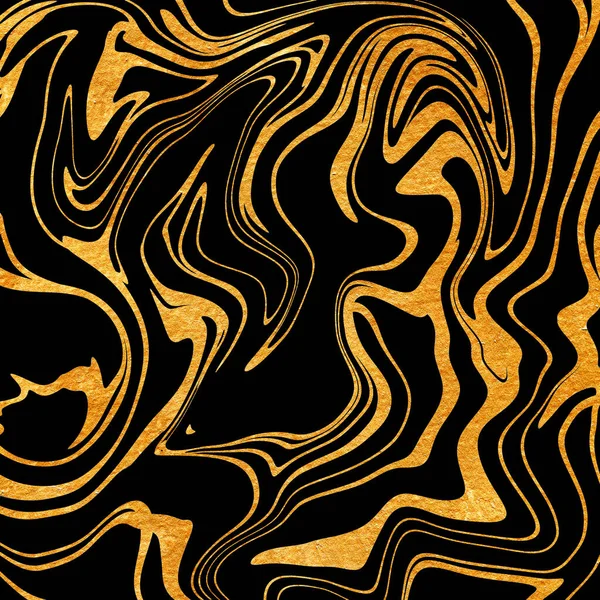 Flüssiger Marmor Schwarz Und Gold Marmor Hintergrund Goldene Linien Goldene — Stockfoto