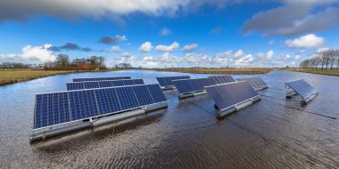 Floating solar farm clipart
