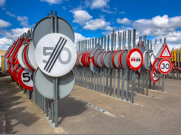 Rows of traffic signs — Stock Photo, Image