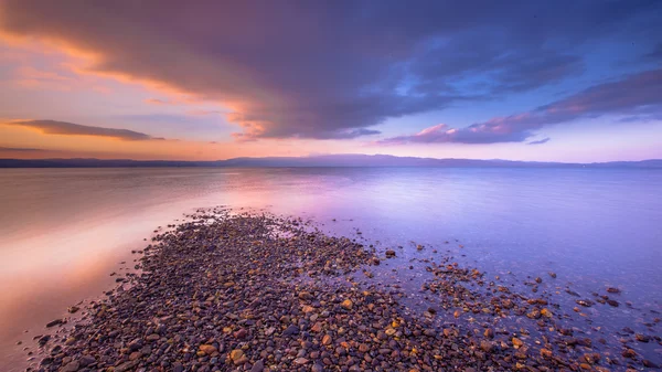 Sunrise over river mouth on Lesbos island — Stock Photo, Image