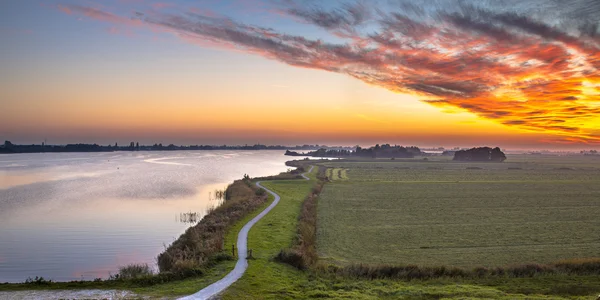 Aerial panorama of Netherlands Polder landscape — Stock Photo, Image