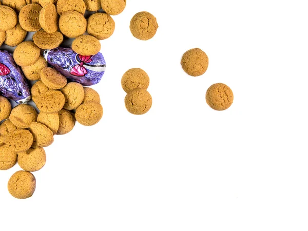 Bunch of Pepernoten cookies and chocolate mice — Stock Photo, Image