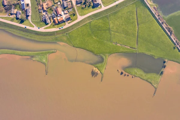 Paisagem Fluvial Inundada Com Planícies Inundação Submersas Longo Rio Lek — Fotografia de Stock