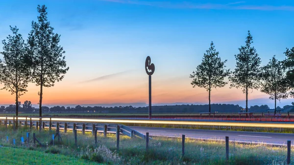Drachten Países Bajos Junio 2016 Autopista Regional N381 Atardecer Con — Foto de Stock