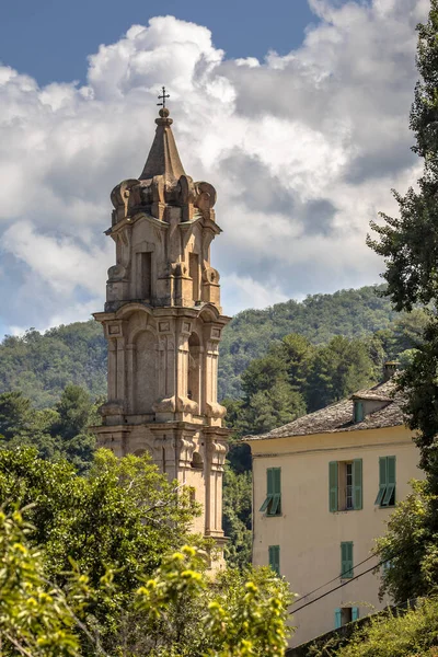 Fransa Nın Korsika Adasındaki Porta Köyündeki Kilise Kulesi — Stok fotoğraf