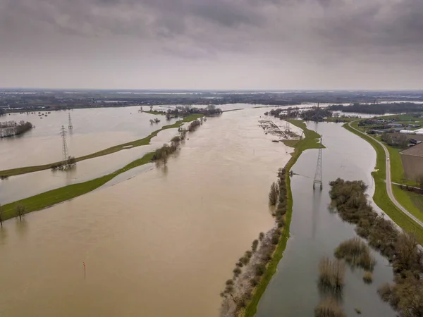 Paisaje Fluvial Inundado Con Llanuras Inundables Sumergidas Largo Del Río — Foto de Stock