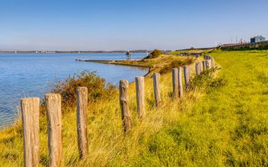 Coastline of Grevelingen brackish inlet in Zeeland Province, the Netherlands. clipart