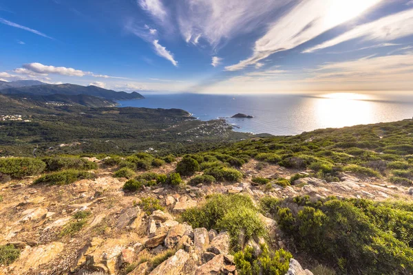 Vista Sobre Cap Corse Desde Col Serra Extremo Norte Córcega — Foto de Stock