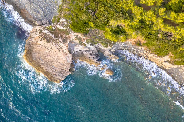 Aerial View Top Rocky Coast Corsican Cap Corse Farinole Corsica — Stock Photo, Image