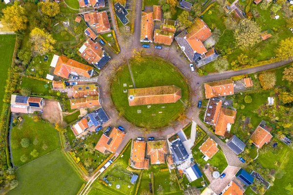 Aerial View Streets Hamlet Niehove Historical Dwelling Mound Village Groningen — Stock Photo, Image