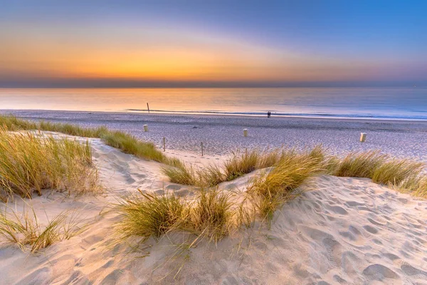 Zonsondergang Uitzicht Oceaan Vanaf Duin Noordzee Kanaal Ouddorp Provincie Zeeland — Stockfoto