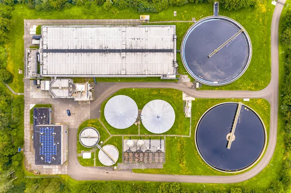 Waterzuiveringsinstallatie Voor Afvalwaterzuivering Van Bovenaf Nederland — Stockfoto