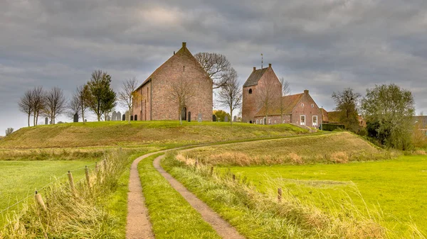 Kyrkan Boningskullen Terp Byn Ezinge Provinsen Groningen Nederländerna Historisk Scen — Stockfoto