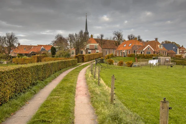 Buurttafereel Van Straat Buurtschap Niehove Historische Woonheuvel Dorp Provincie Groningen — Stockfoto