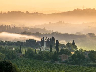 Tuscany Village Landscape on a Summer Morning clipart
