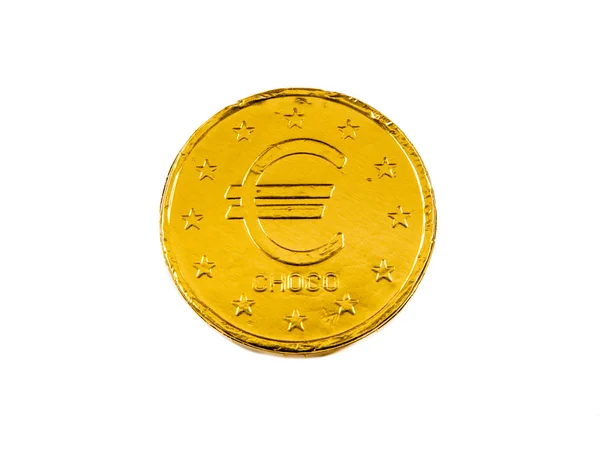 Шоколадная монета евро — стоковое фото