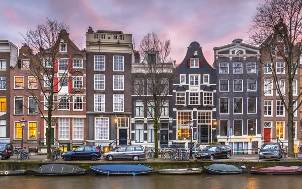 Detail of Canal houses on the Brouwersgracht in Amsterdam — Stock Photo, Image