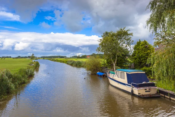 Boating Landscape Ritsumazijl, Friesland, Netherlands — Stock Photo, Image