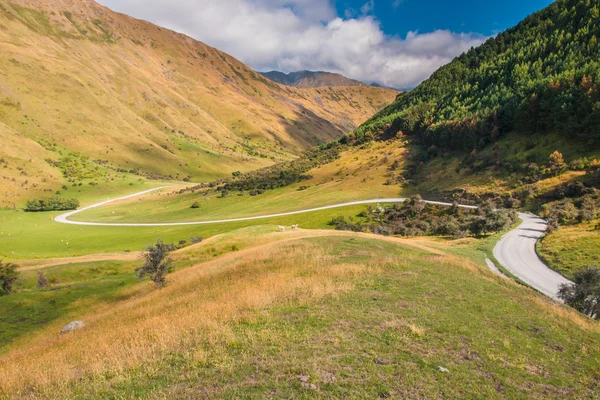 Route de la vallée sinueuse sur le chemin du lac Moke — Photo